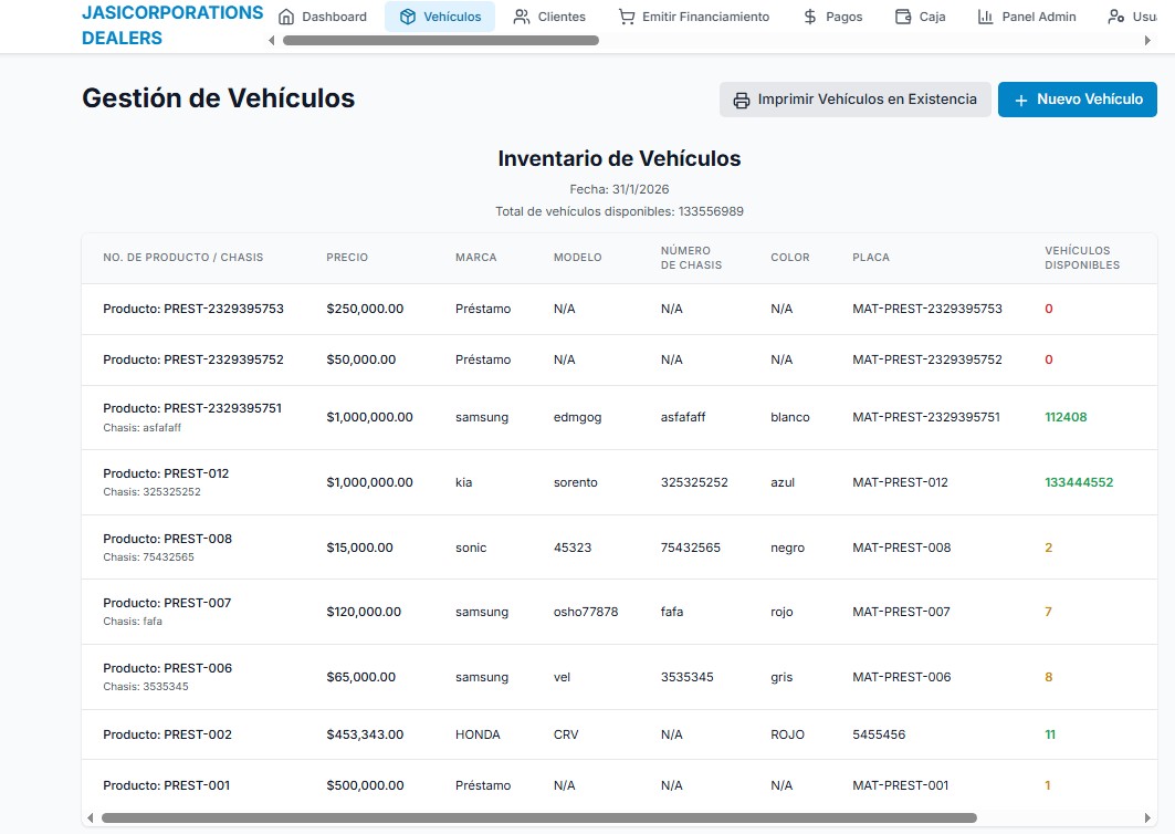 Vehículos e inventario